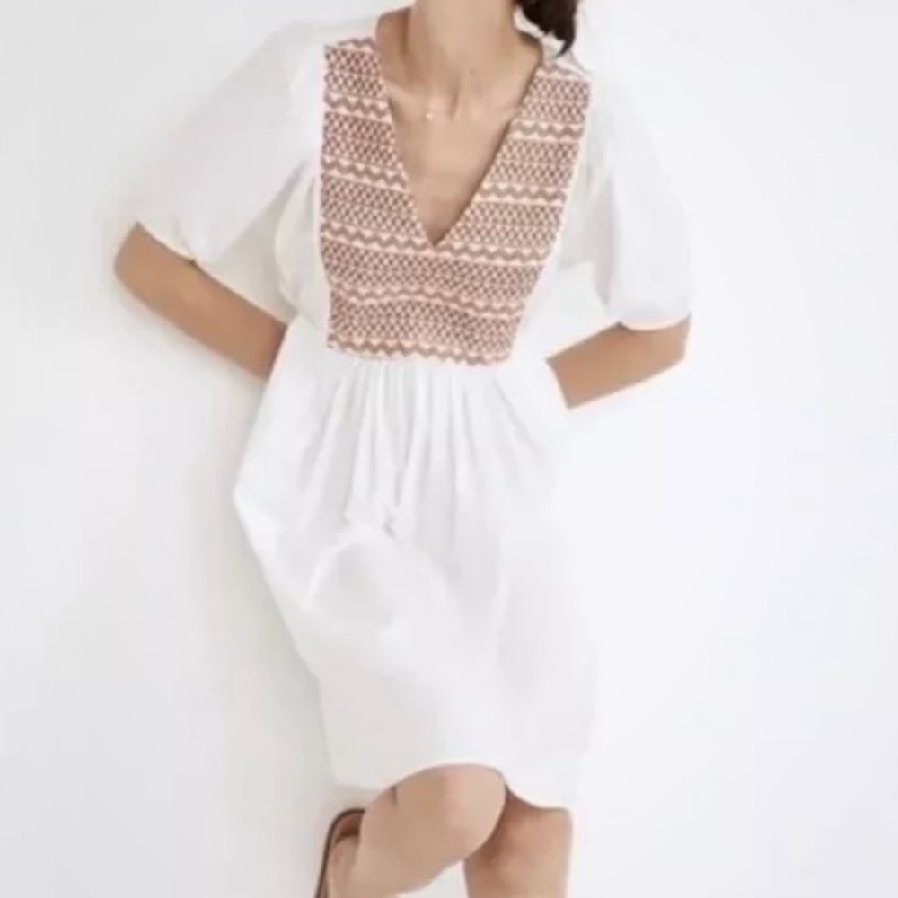 Madewell White Dress with Red Accents